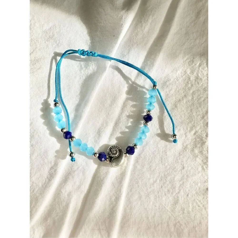 Blue seashell beaded friendship bracelet